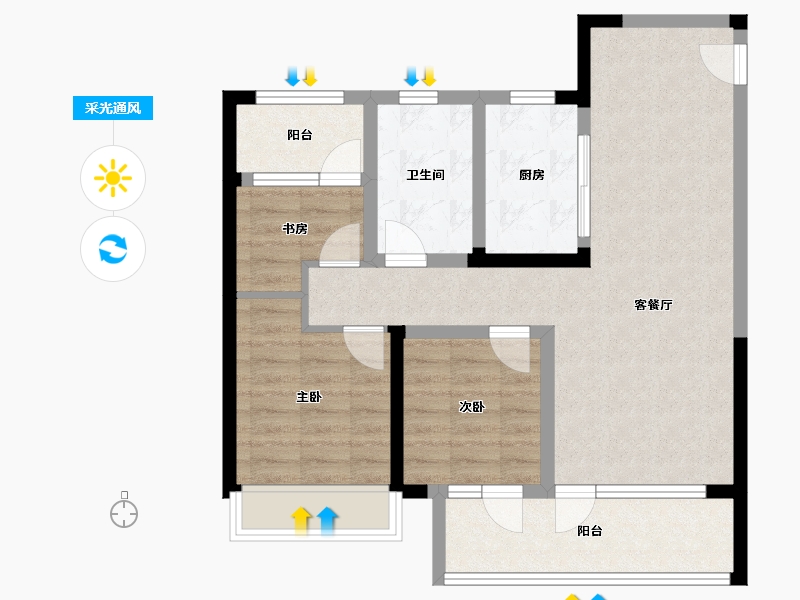 山东省-青岛市-胶州凯旋门-79.20-户型库-采光通风