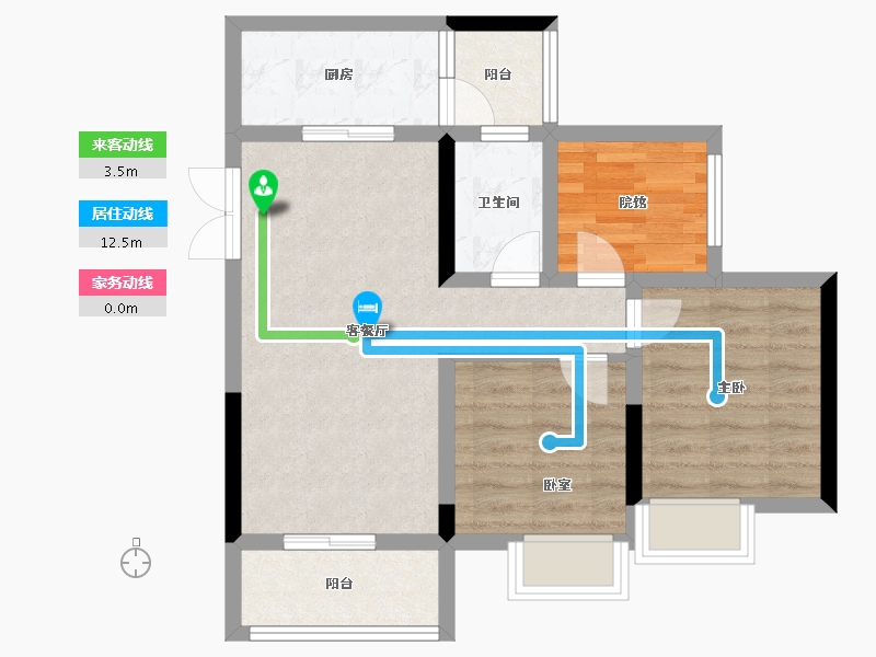 重庆-重庆市-双福时代广场-64.61-户型库-动静线