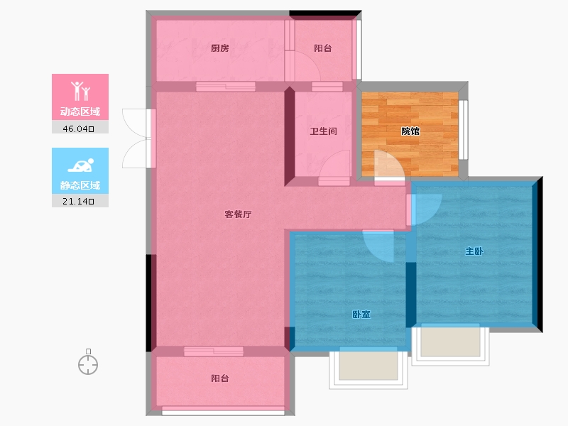 重庆-重庆市-双福时代广场-64.61-户型库-动静分区