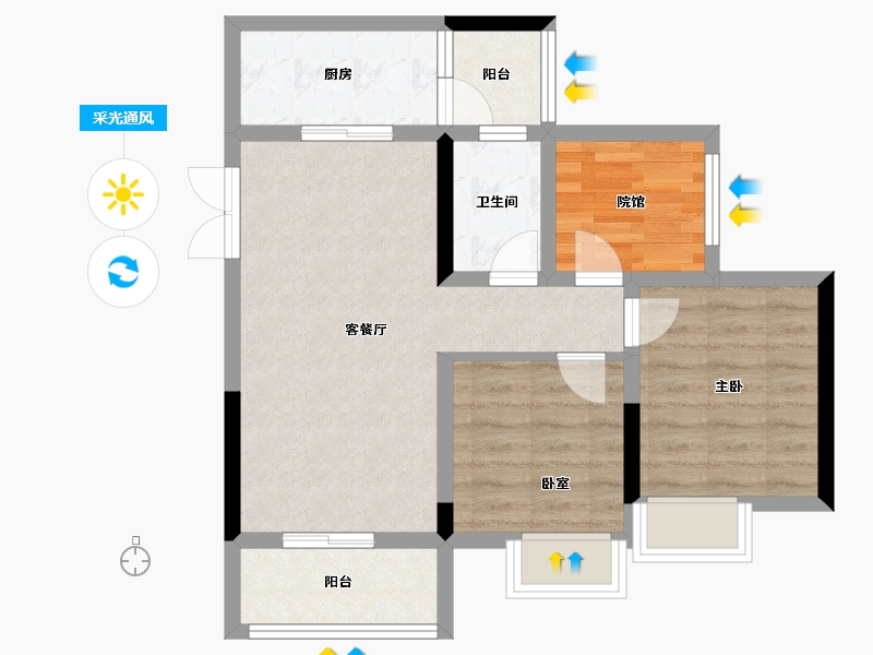 重庆-重庆市-双福时代广场-64.61-户型库-采光通风