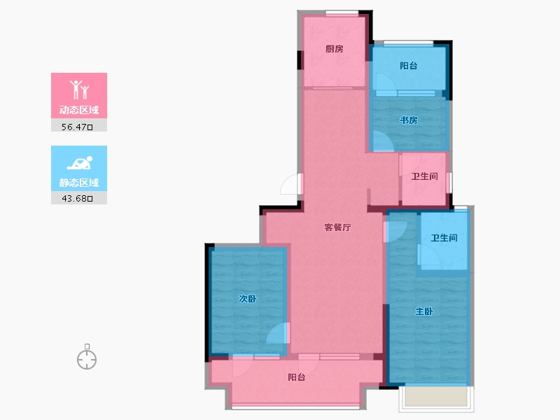 山东省-青岛市-胶州凯旋门-88.00-户型库-动静分区