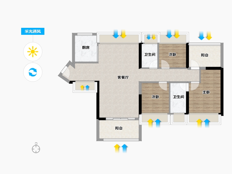 广东省-惠州市-星河臻誉府-88.21-户型库-采光通风