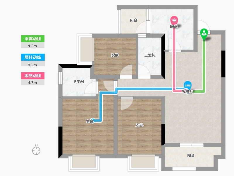 重庆-重庆市-新城光屿-75.75-户型库-动静线