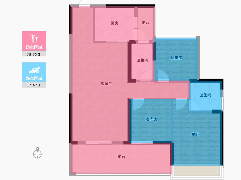 广东省-惠州市-景富双湖湾-95.95-户型库-动静分区