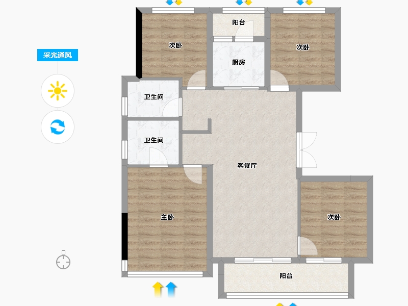 重庆-重庆市-城海滨江春城-92.53-户型库-采光通风