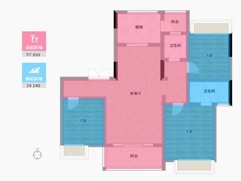 重庆-重庆市-蓝光芙蓉公馆-85.42-户型库-动静分区