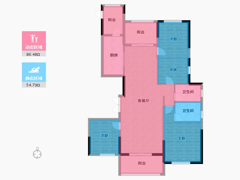 浙江省-绍兴市-绿城明月春江-128.19-户型库-动静分区