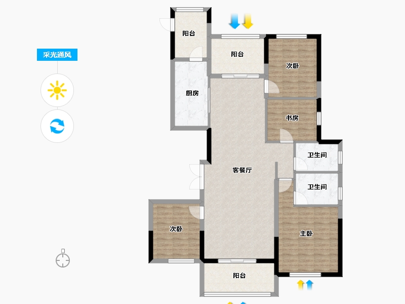 浙江省-绍兴市-绿城明月春江-128.19-户型库-采光通风