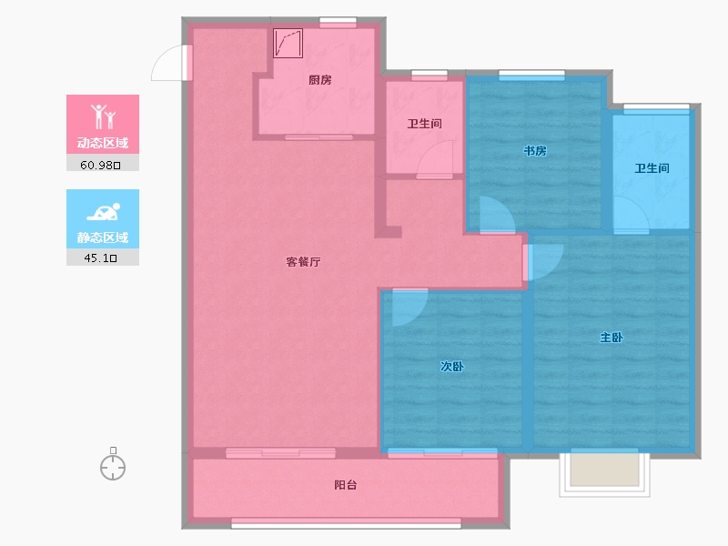 江苏省-徐州市-中南恒通和平府-95.69-户型库-动静分区