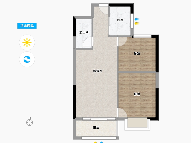 云南省-昆明市-翰文九万里-58.39-户型库-采光通风