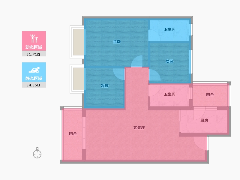 云南省-昆明市-大华公园天下-76.86-户型库-动静分区