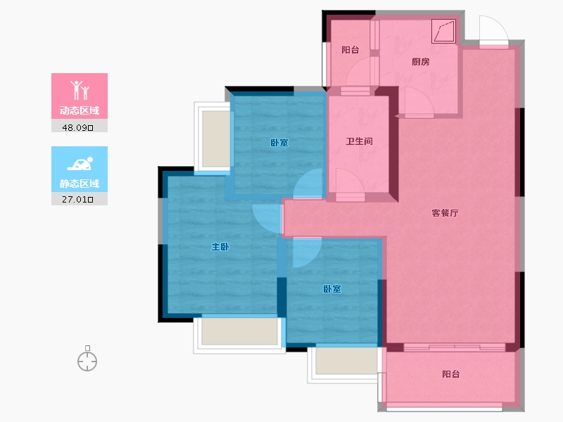 四川省-成都市-恒大御景-65.95-户型库-动静分区