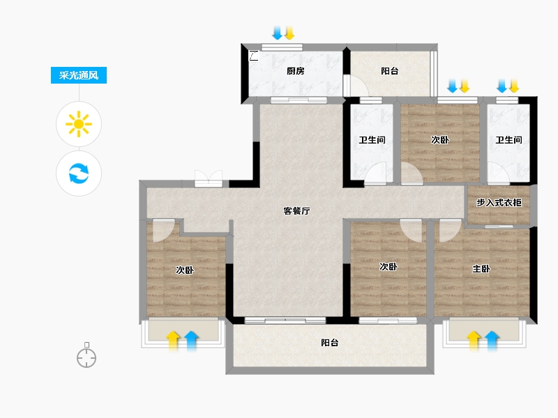 四川省-成都市-鹿溪樾府-110.20-户型库-采光通风