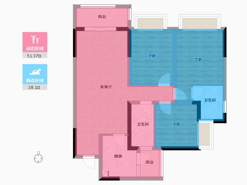 四川省-成都市-置信国色天乡鹭湖宫10区-78.42-户型库-动静分区