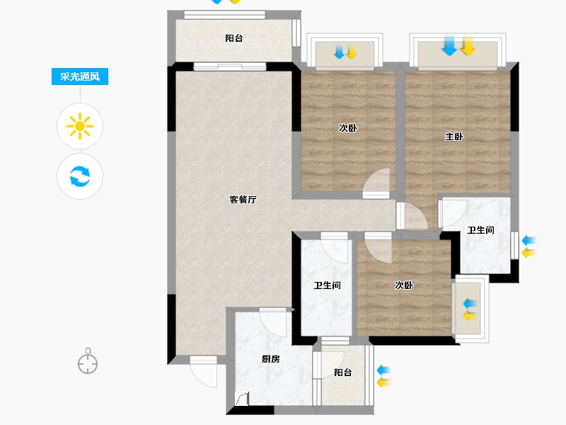 四川省-成都市-置信国色天乡鹭湖宫10区-78.42-户型库-采光通风