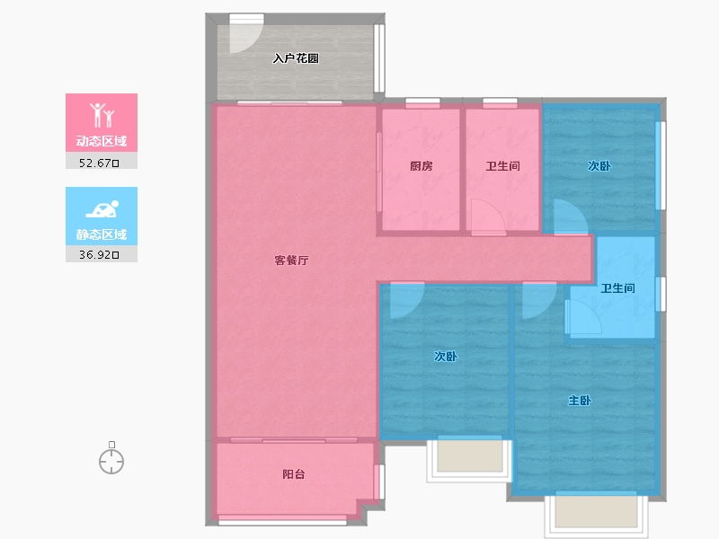 广东省-广州市-南沙悠山时光-87.00-户型库-动静分区