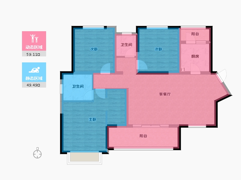 四川省-成都市-置信国色天乡鹭湖宫10区-96.32-户型库-动静分区