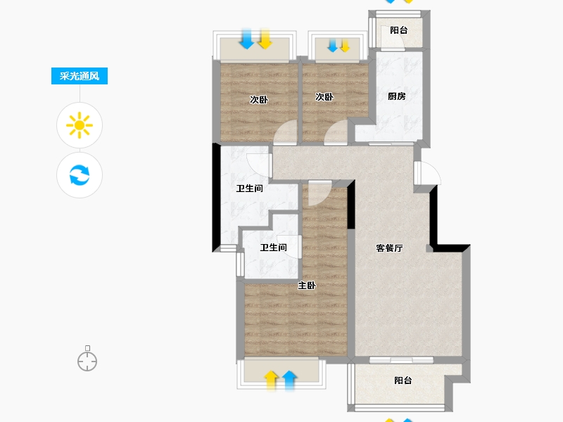 重庆-重庆市-融信海月平湖-70.85-户型库-采光通风