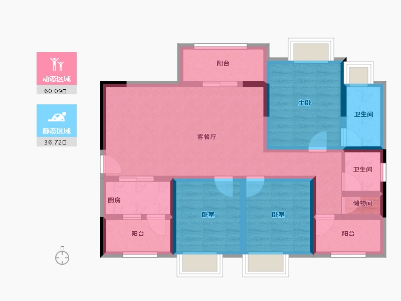 重庆-重庆市-滨江新时代-84.29-户型库-动静分区