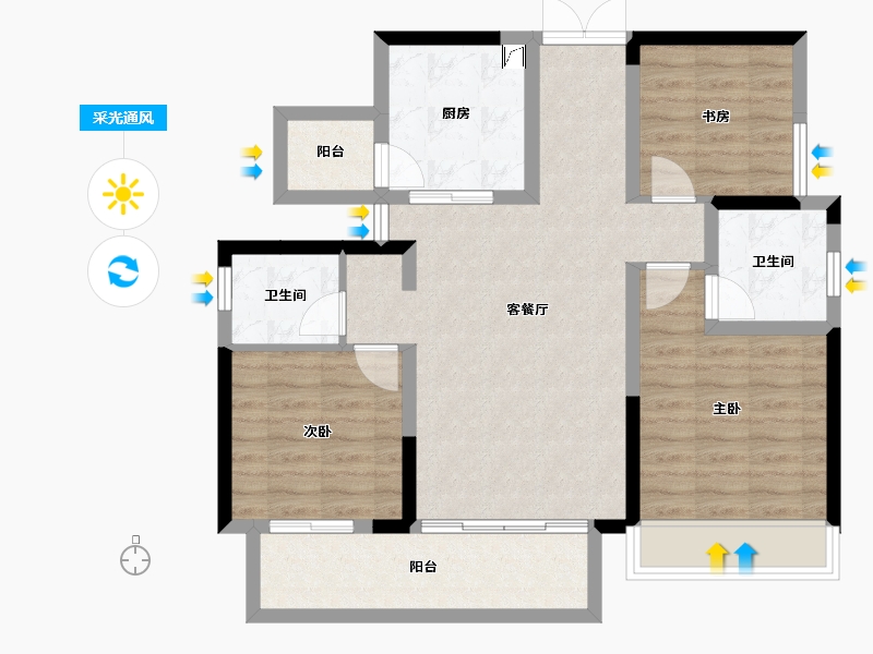 四川省-成都市-爱普雍锦府-84.48-户型库-采光通风