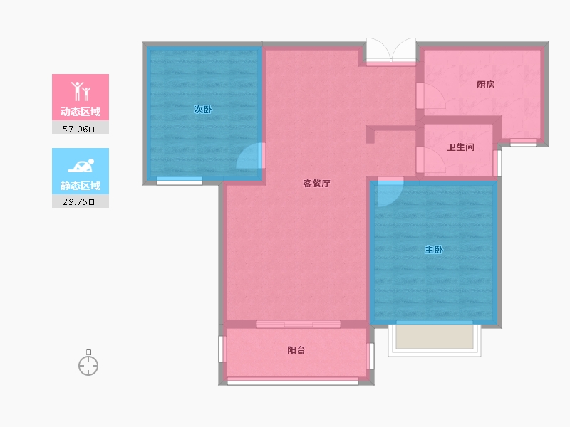 陕西省-西安市-盈泰水岸东方-77.51-户型库-动静分区