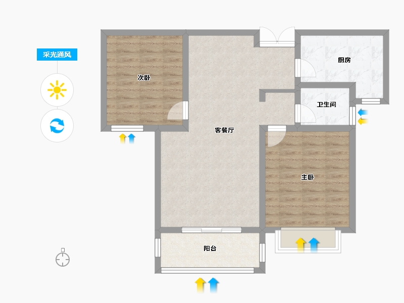 陕西省-西安市-盈泰水岸东方-77.51-户型库-采光通风