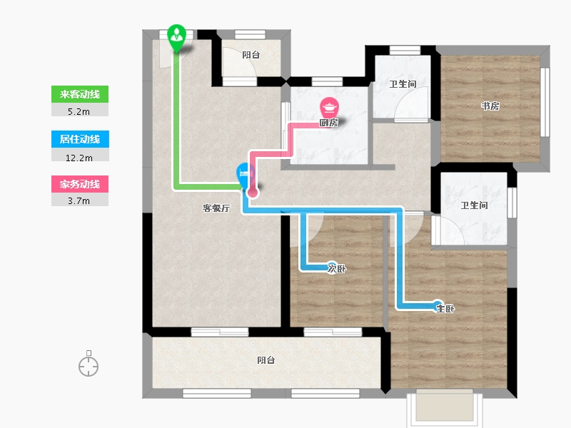 广东省-中山市-龙光玖悦臺-77.39-户型库-动静线