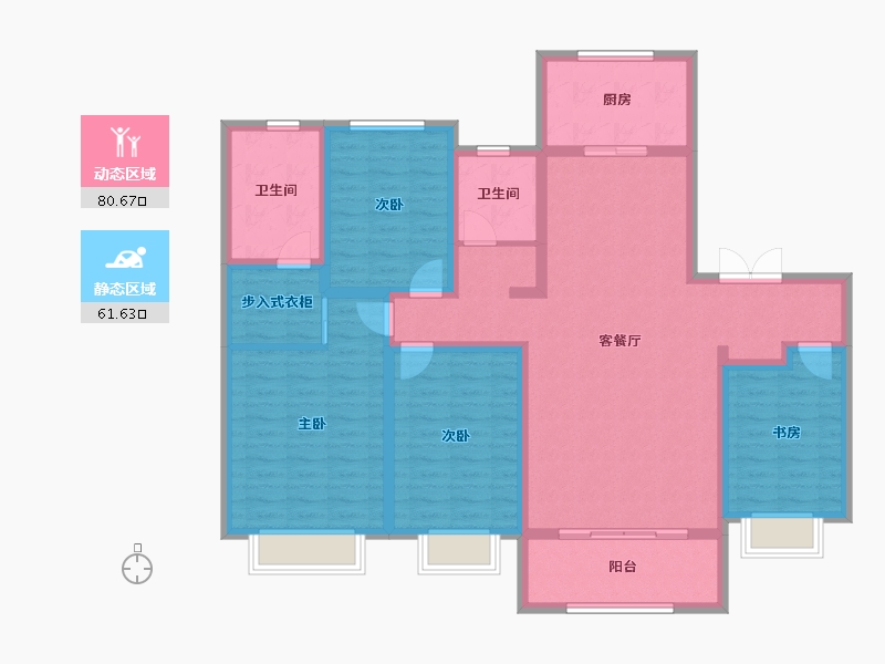 陕西省-西安市-盈泰水岸东方-126.94-户型库-动静分区