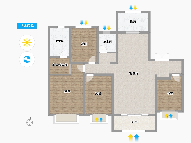 陕西省-西安市-盈泰水岸东方-126.94-户型库-采光通风