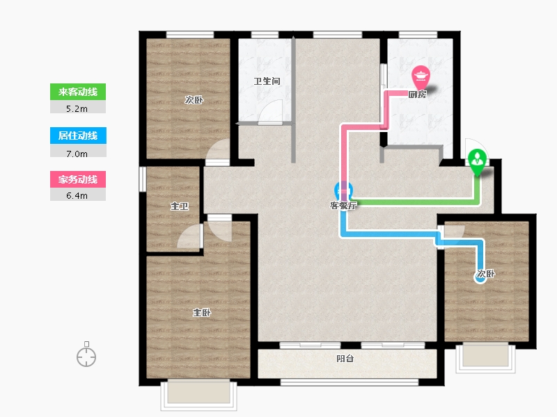 山东省-青岛市-三龙天津花园.-127.20-户型库-动静线