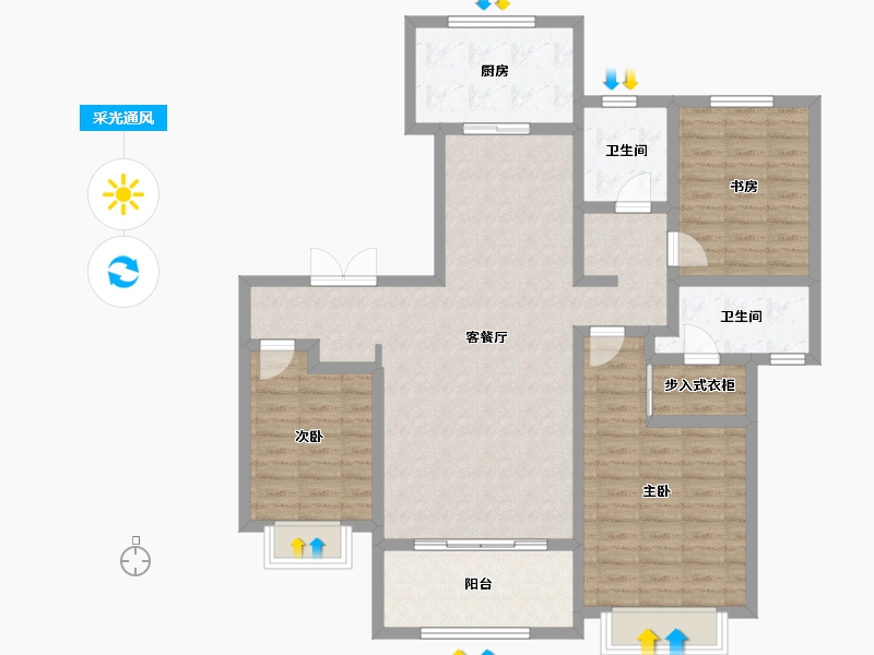 陕西省-西安市-盈泰水岸东方-110.41-户型库-采光通风