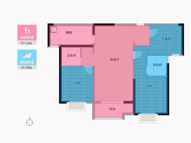 陕西省-西安市-万科璞悦-89.08-户型库-动静分区