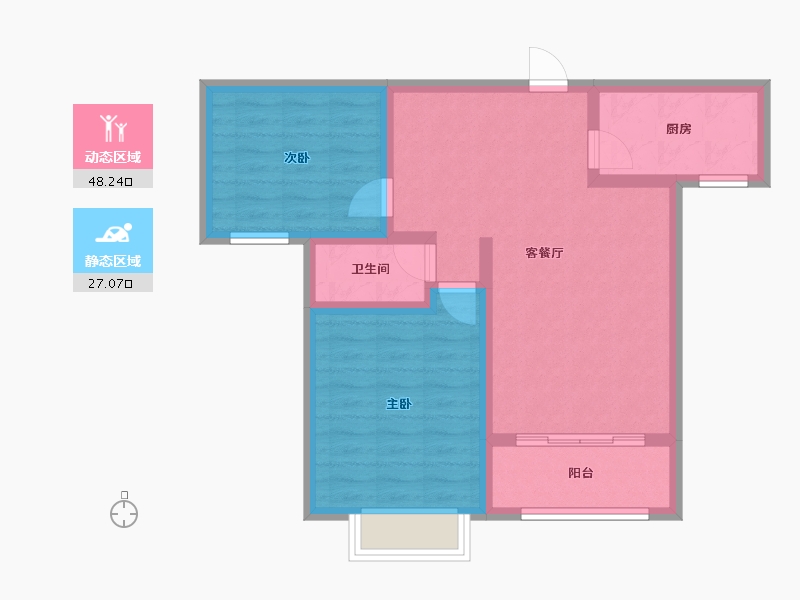 陕西省-西安市-盈泰水岸东方-66.75-户型库-动静分区