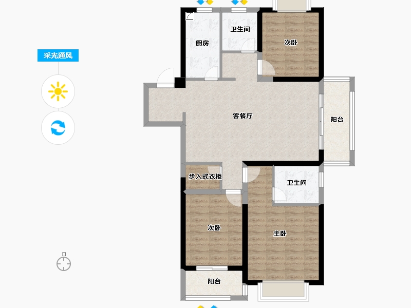 江苏省-无锡市-海尔产城创翡翠文华-99.38-户型库-采光通风