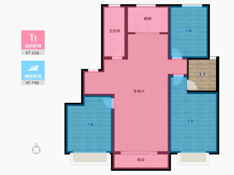 山东省-青岛市-三龙天津花园.-108.71-户型库-动静分区