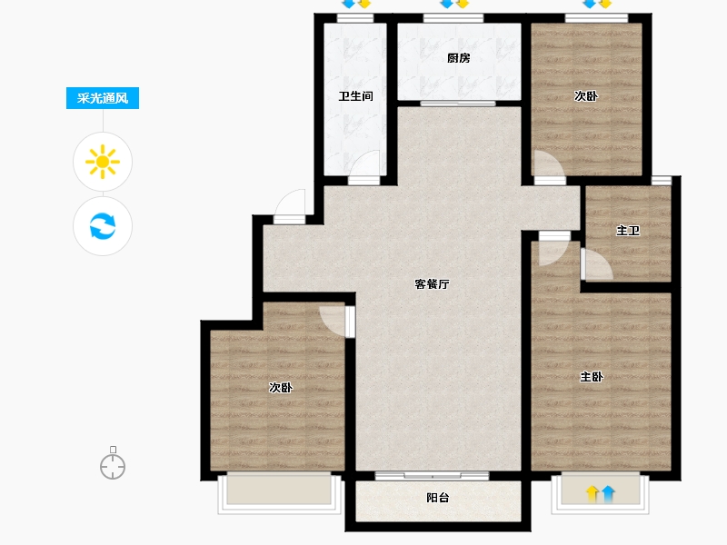 山东省-青岛市-三龙天津花园.-108.71-户型库-采光通风