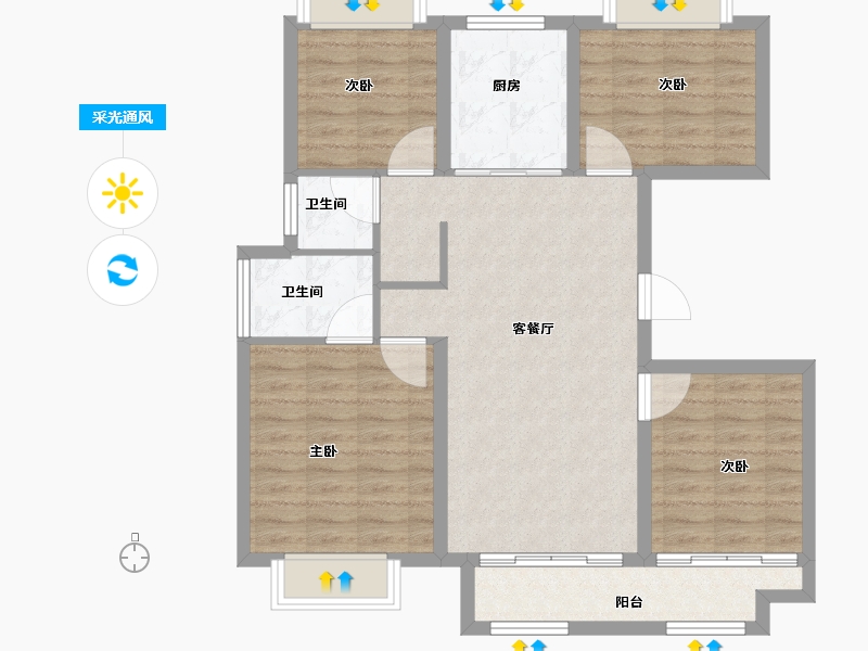 湖北省-武汉市-武汉诺德逸园-90.41-户型库-采光通风