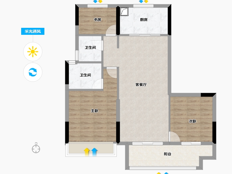 浙江省-金华市-中奥东义府-84.00-户型库-采光通风