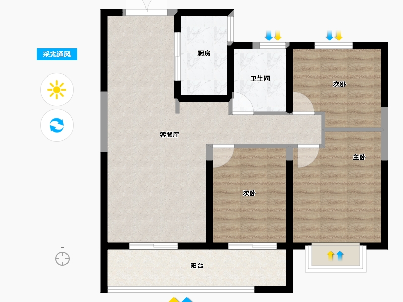 陕西省-西安市-高新云锦-80.80-户型库-采光通风