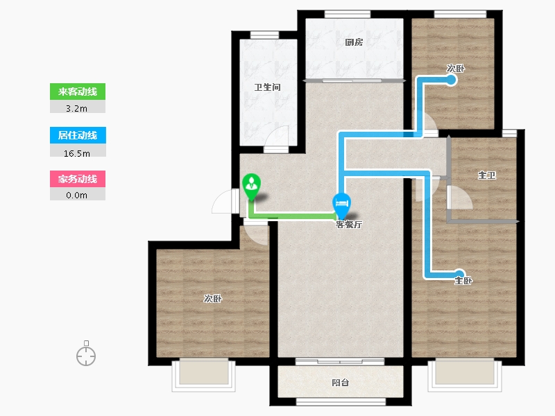 山东省-青岛市-三龙天津花园.-100.80-户型库-动静线