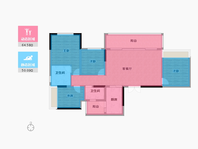 重庆-重庆市-中国铁建西派时代-102.56-户型库-动静分区