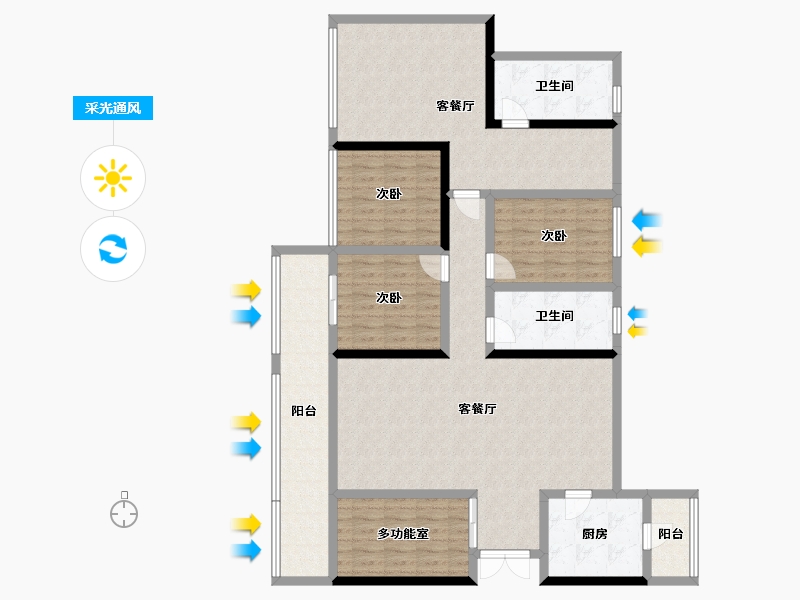 四川省-成都市-朗基和今缘-140.68-户型库-采光通风