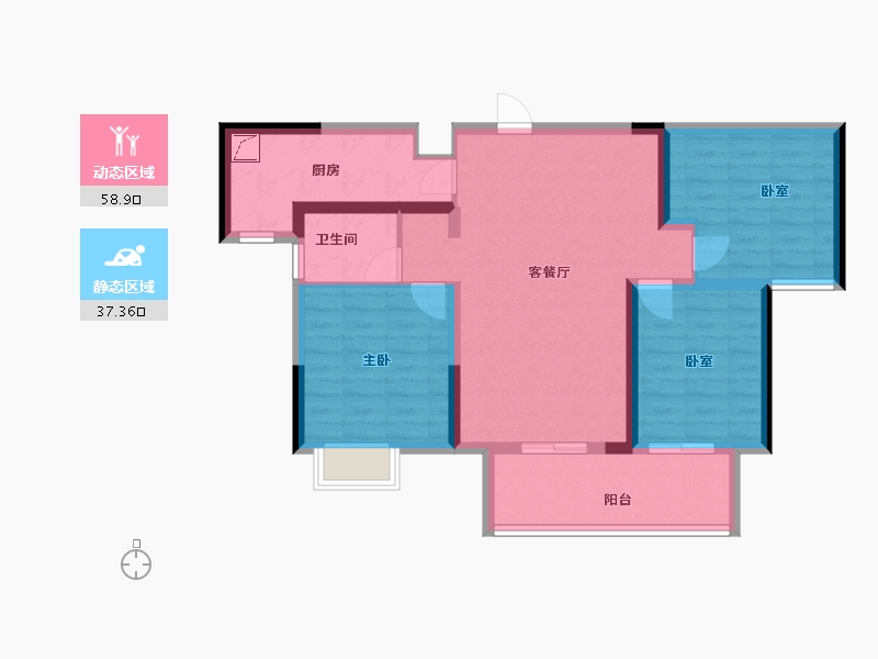 江苏省-徐州市-济高致远翡翠园-85.60-户型库-动静分区