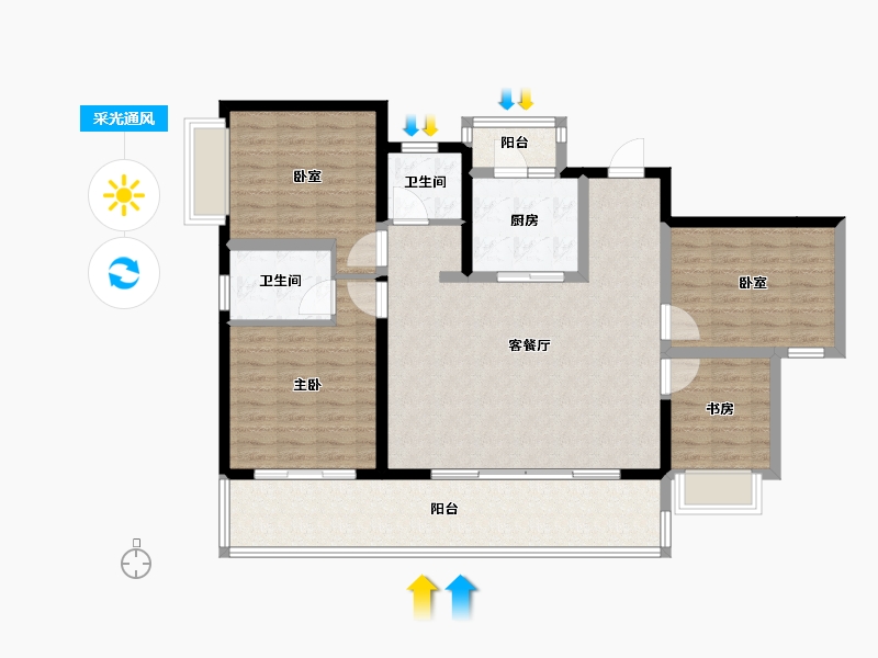 云南省-昆明市-安宁吾悦广场-114.95-户型库-采光通风