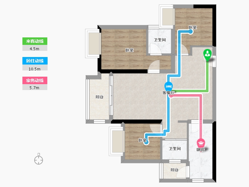 重庆-重庆市-荣昌金科礼悦东方-68.74-户型库-动静线