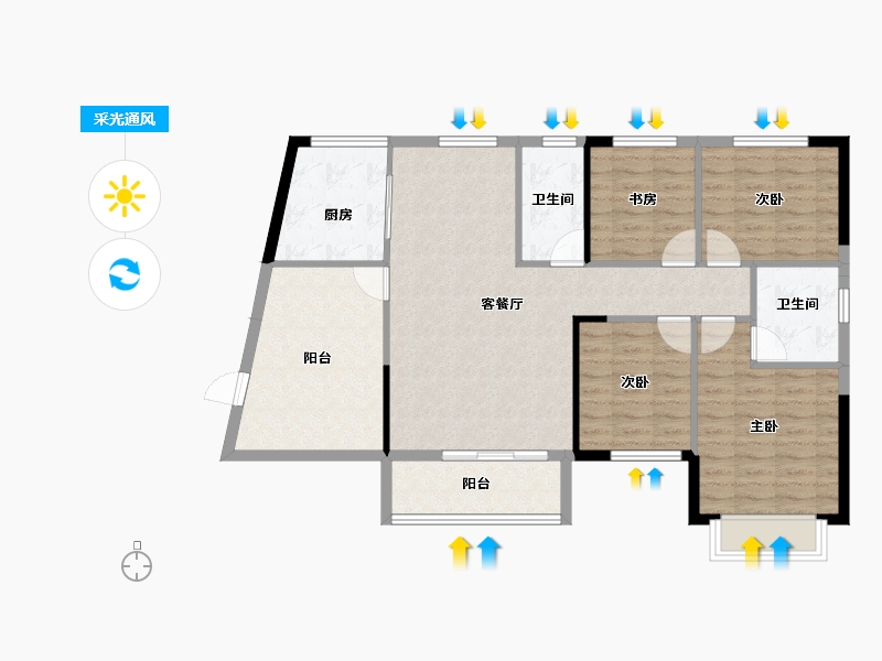 湖南省-长沙市-水墨林溪-102.35-户型库-采光通风