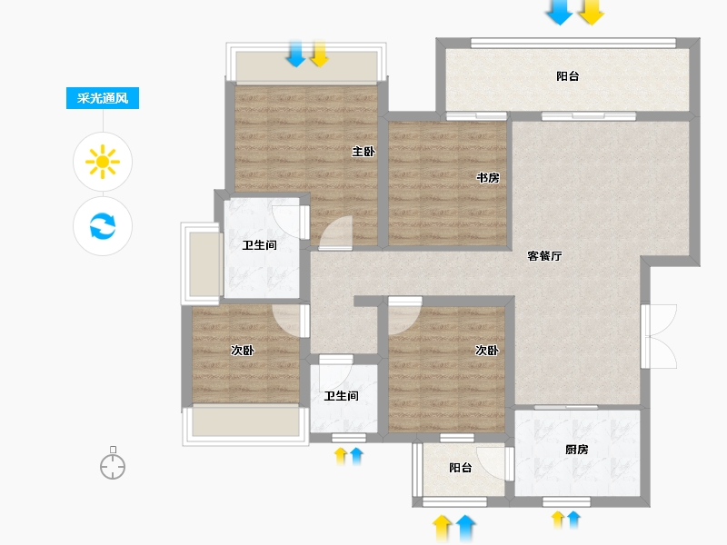 重庆-重庆市-顺山望江府-102.40-户型库-采光通风