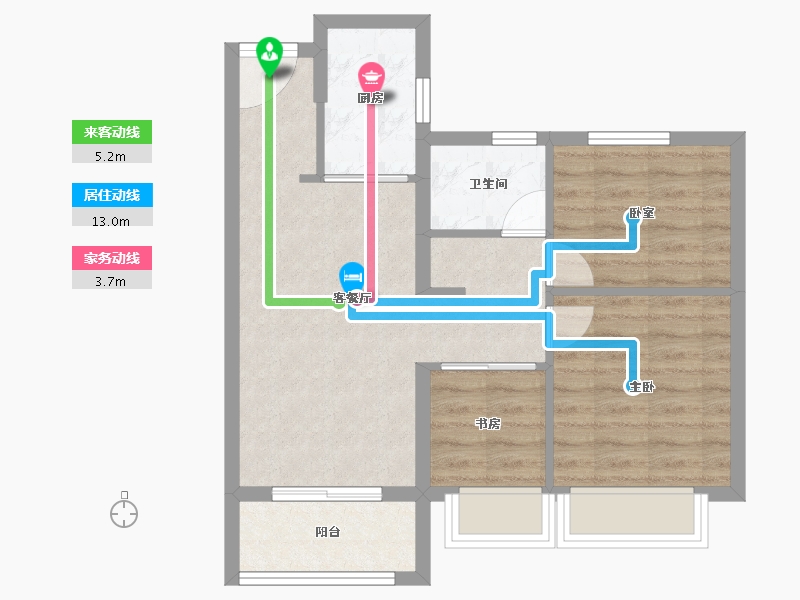 云南省-昆明市-大华公园天下-60.98-户型库-动静线