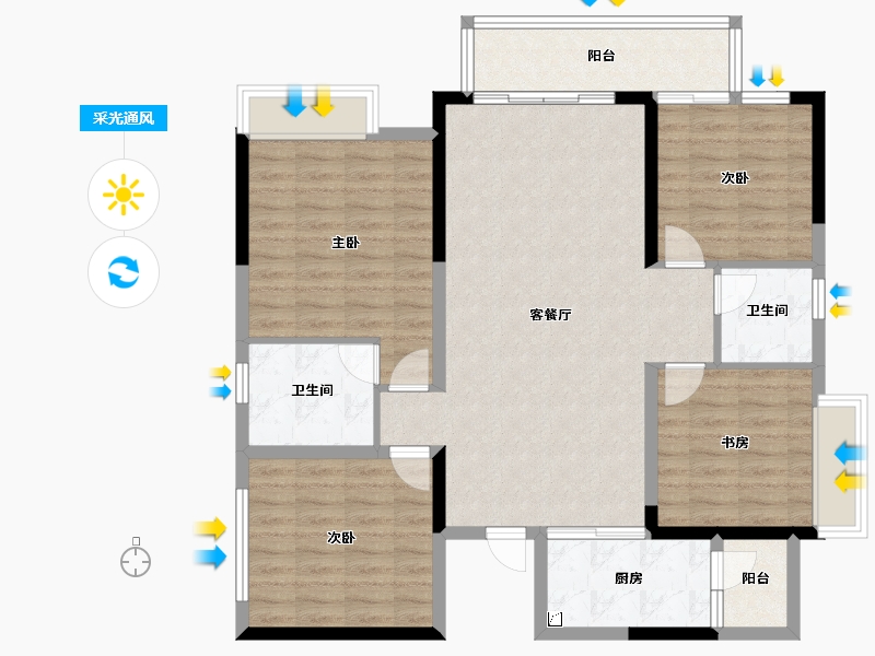 四川省-成都市-润扬观澜鹭岛-108.99-户型库-采光通风