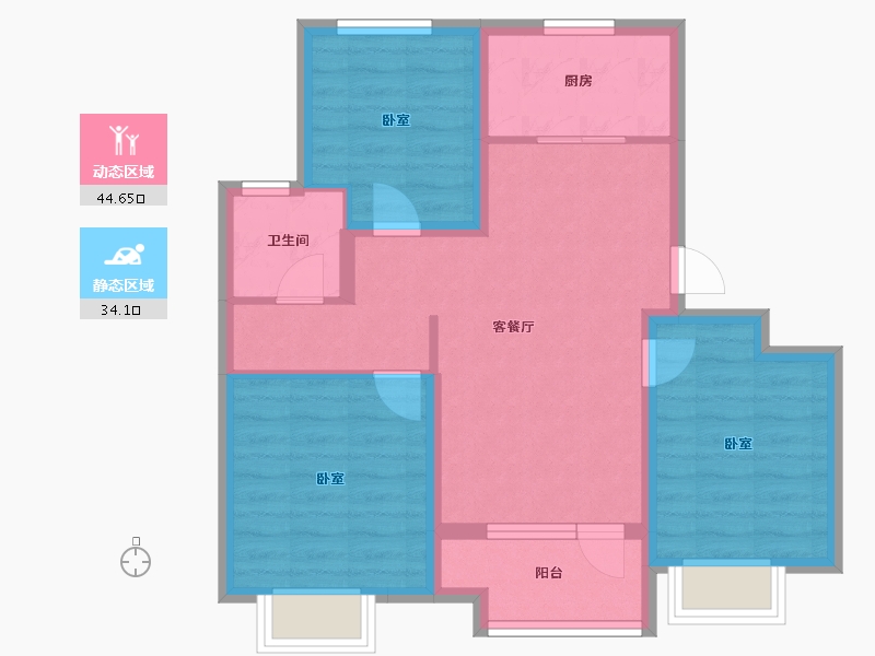 山东省-青岛市-万科北宸之光-69.60-户型库-动静分区